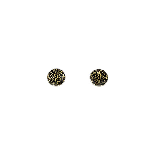 ELSIE GOLD AND BLACK STUD EARRINGS - SD213 - in Circle Box