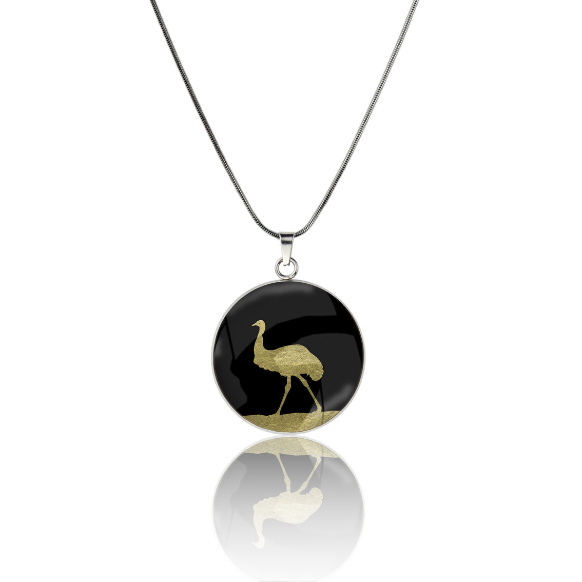 EMU CIRCLE PENDANT ON A CHAIN NECKLACE - MFY220S - on Satchel