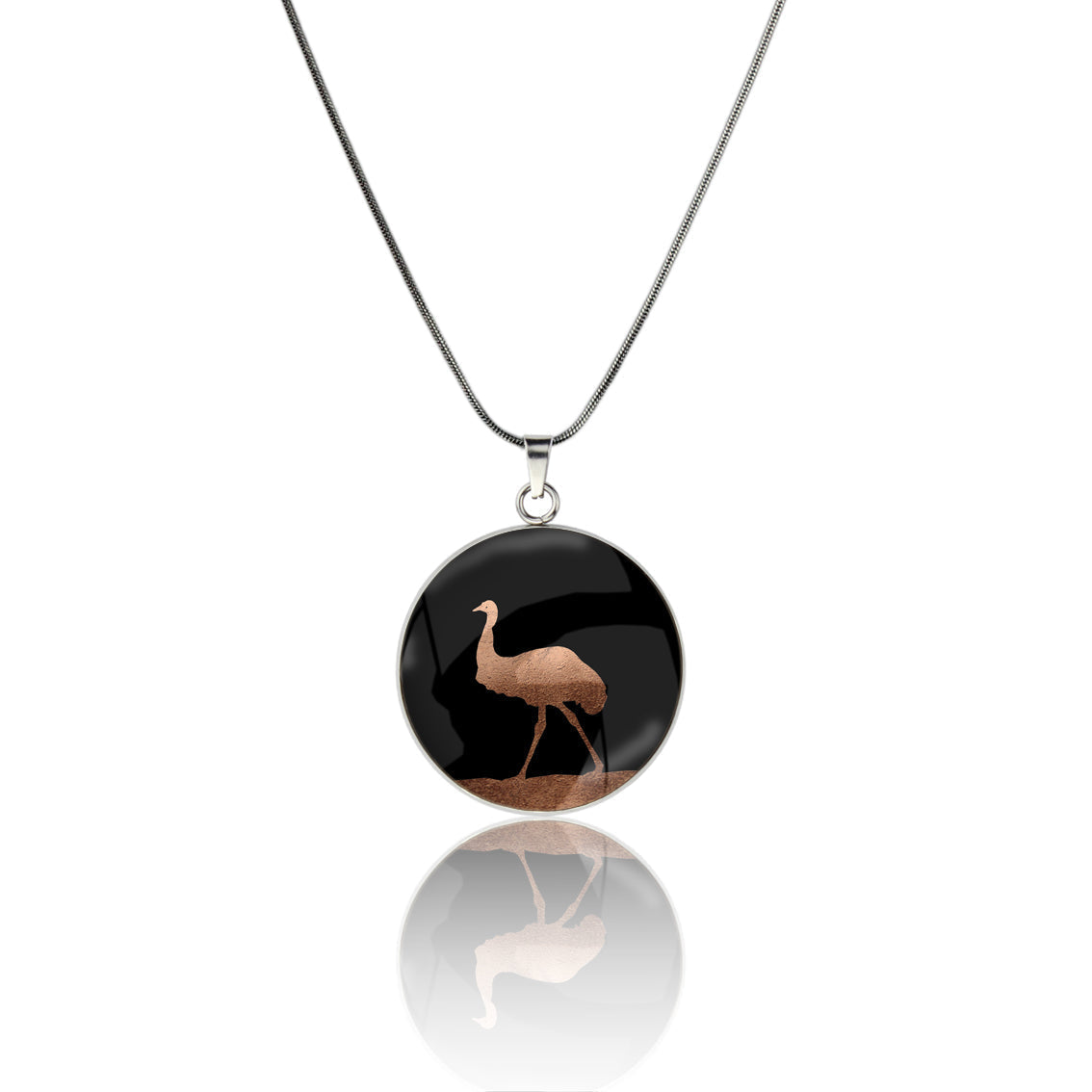 EMU CIRCLE PENDANT ON A CHAIN NECKLACE - MFY220 - in Circle Box