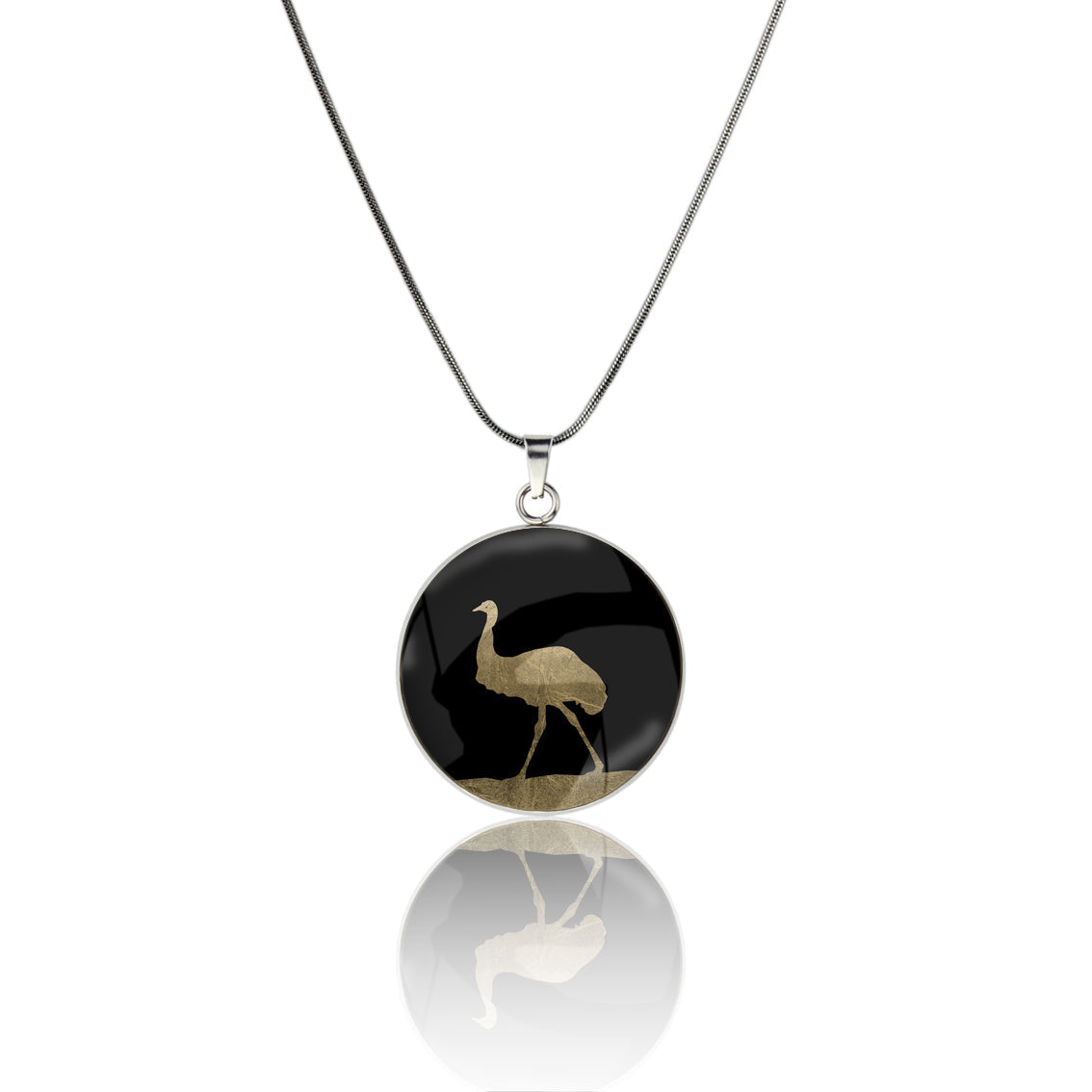 EMU CIRCLE PENDANT ON A CHAIN NECKLACE - MFY220S - on Satchel