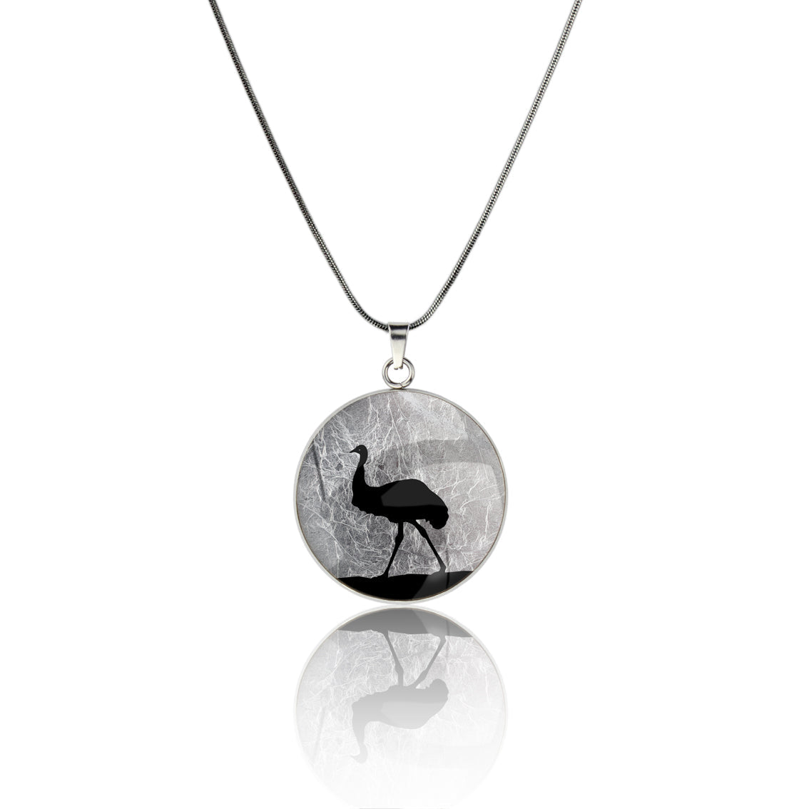EMU CIRCLE PENDANT ON A CHAIN NECKLACE - MFY220S - on Satchel