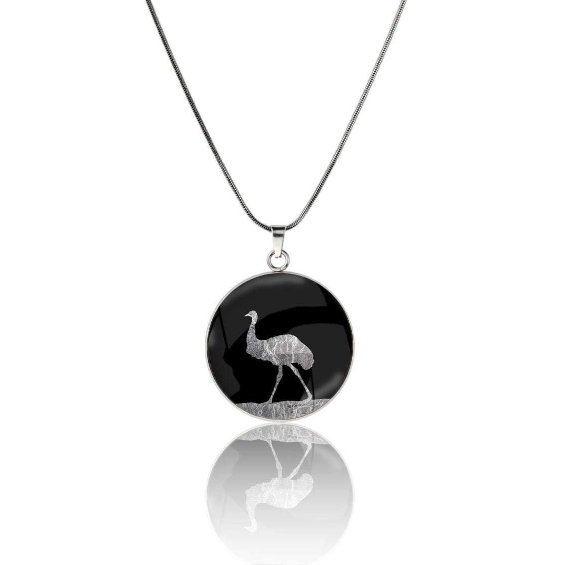 EMU CIRCLE PENDANT ON A CHAIN NECKLACE - MFY220S - on Satchel