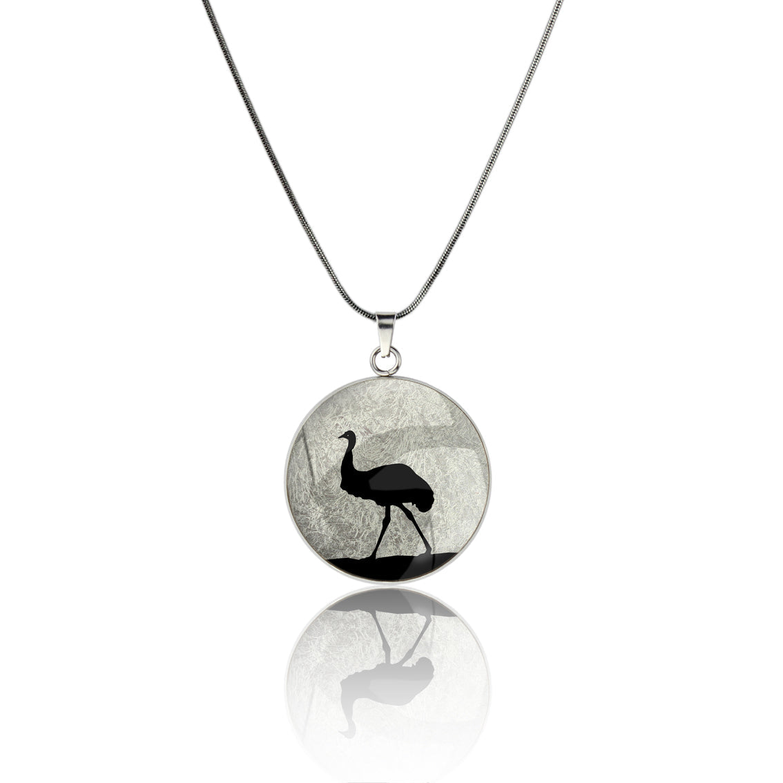 EMU CIRCLE PENDANT ON A CHAIN NECKLACE - MFY220 - in Circle Box