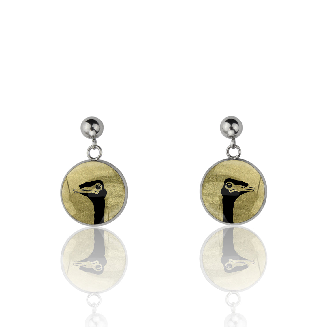 EMU CLOSE-UP DANGLE DROP CIRCLE EARRINGS - MFY217 - in Circle Box