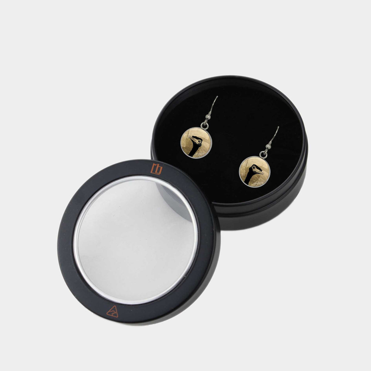 EMU CLOSE-UP DANGLE DROP CIRCLE EARRINGS - MFY217 - in Circle Box