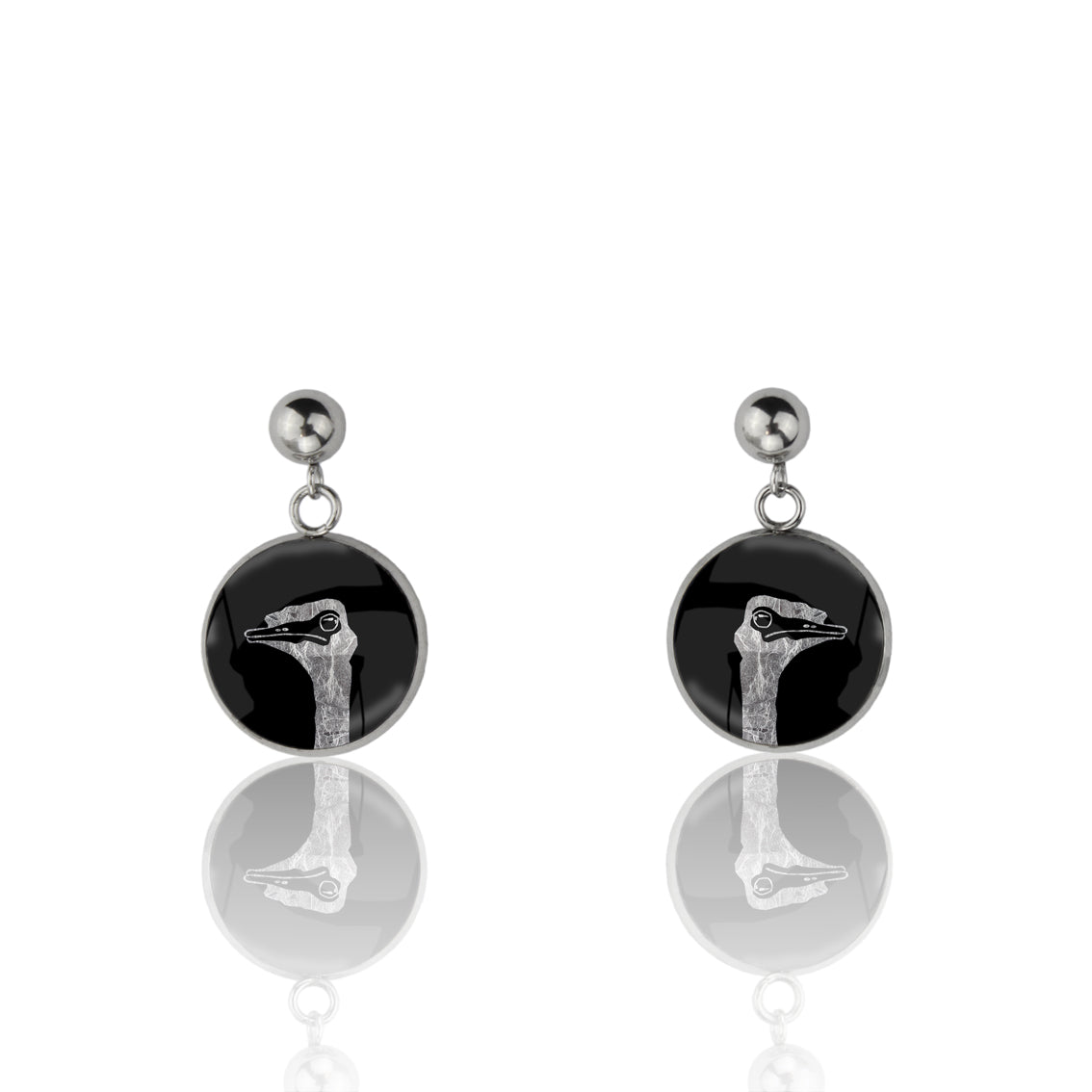 EMU CLOSE-UP DANGLE DROP CIRCLE EARRINGS - MFY217 - in Circle Box