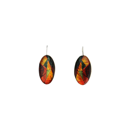 ENTRECHAT BRIGHT COLORS DANGLE DROP OVAL EARRINGS - D004