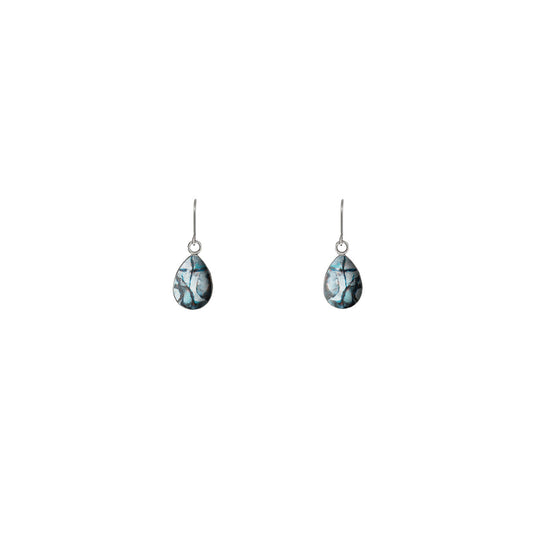 ENTREMELES GREY AND BLUE MONDRIAN TREE INSPIRED DANGLE XS DROP EARRINGS - SD486 - in Circle Box