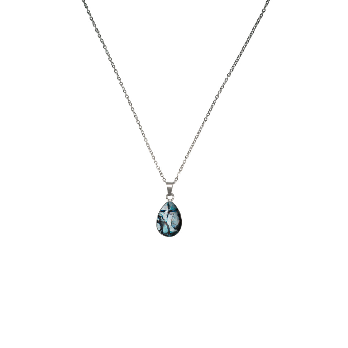 ENTREMELES GREY AND BLUE MONDRIAN TREE INSPIRED XS DROP PENDANT ON A CHAIN NECKLACE - SD485 - in Circle Box
