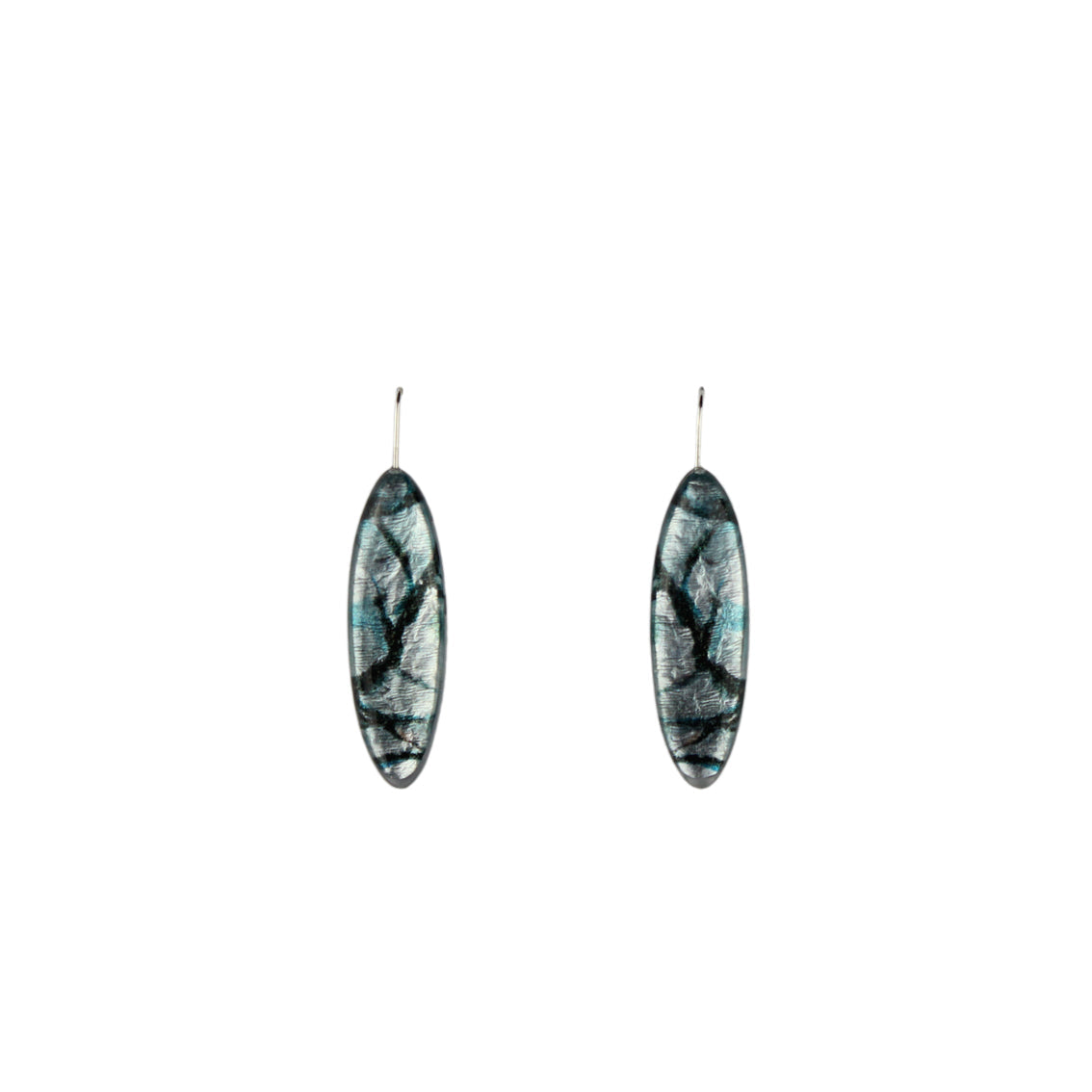 ENTREMELES GREY AND BLUE MONDRIAN TREE INSPIRED DANGLE DROP LONG EARRINGS - D292