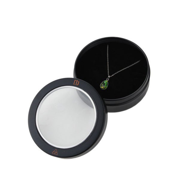 EUCALYPTUS IN SPRING GREEN XS DROP PENDANT ON A CHAIN NECKLACE - D796 - in Circle Box