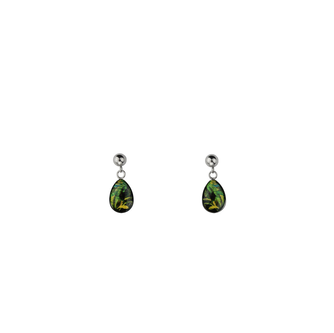 EUCALYPTUS IN SPRING GREEN DANGLE DROP EARRINGS - M026S - on Satchel