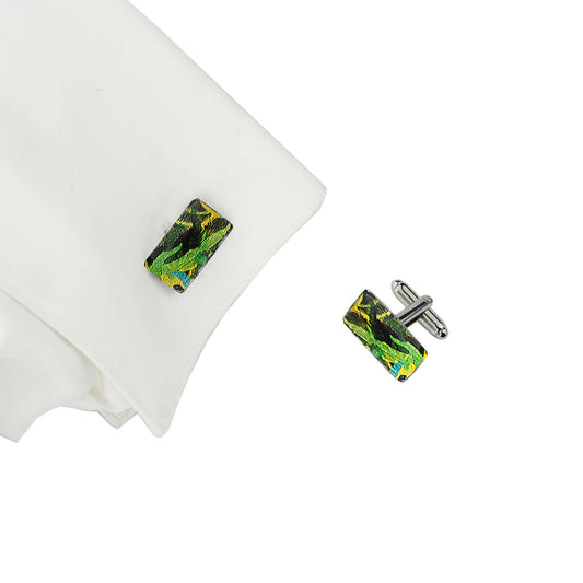 EUCALYPTUS IN SPRING GREEN ELEGANT RECTANGLE CUFFLINKS - D115