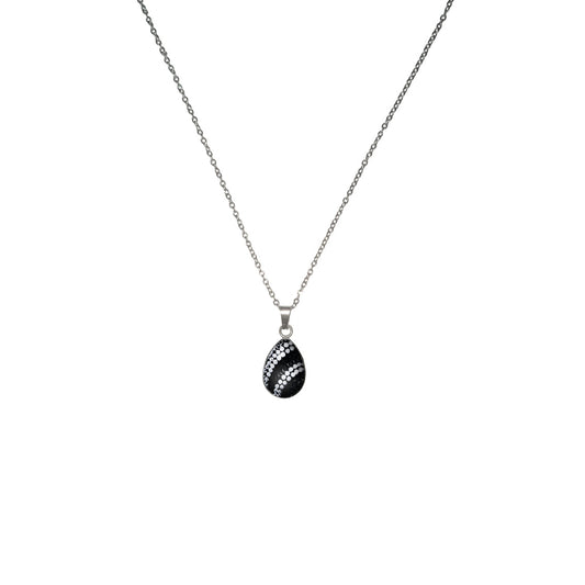 FABRIANNE SILVER AND BLACK XS DROP PENDANT ON A CHAIN NECKLACE - SD439S - on Satchel