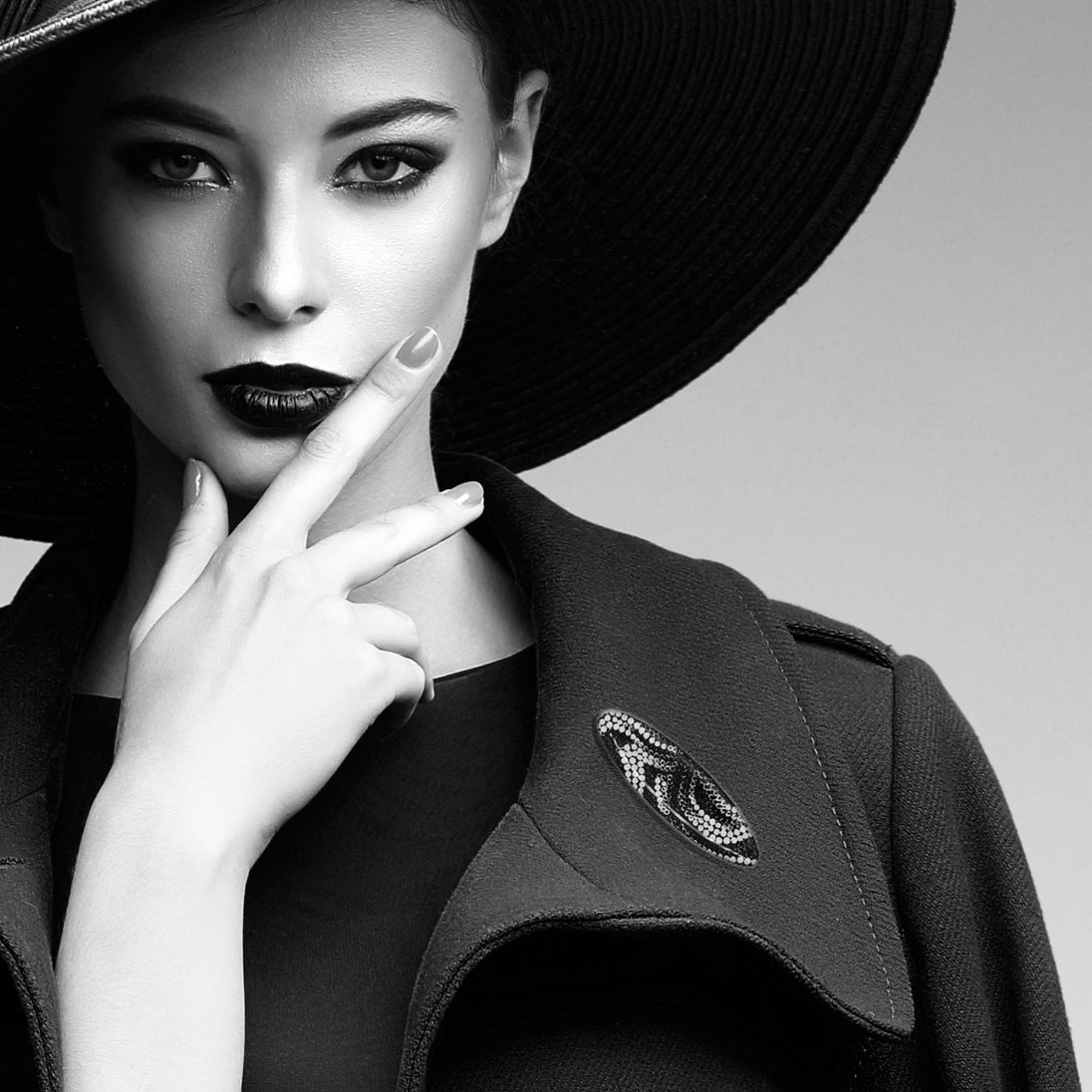 FABRIANNE SILVER AND BLACK STATEMENT BROOCH - SD360