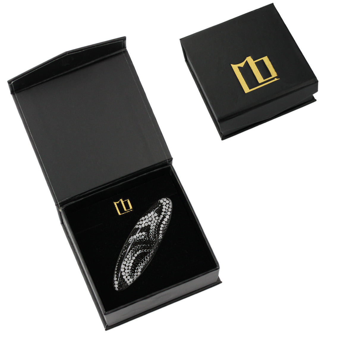 FABRIANNE SILVER AND BLACK STATEMENT BROOCH - SD360