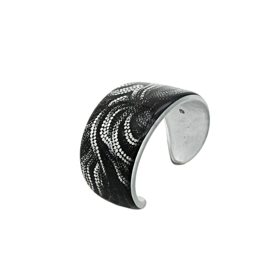 FABRIANNE SILVER AND BLACK ADJUSTABLE WIDE BRACELET - SD357