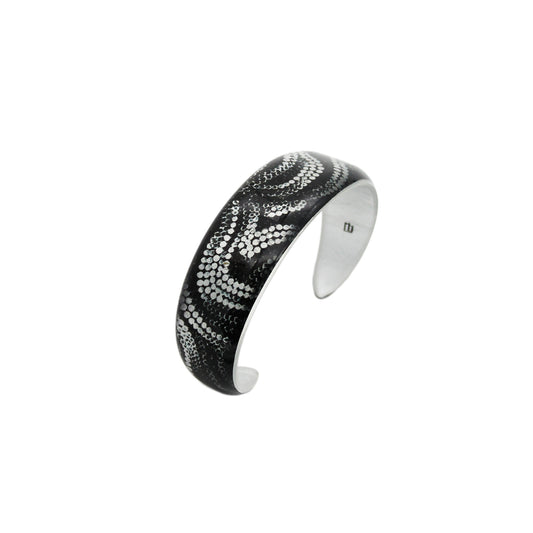 FABRIANNE SILVER AND BLACK ADJUSTABLE NARROW BRACELET - SD356