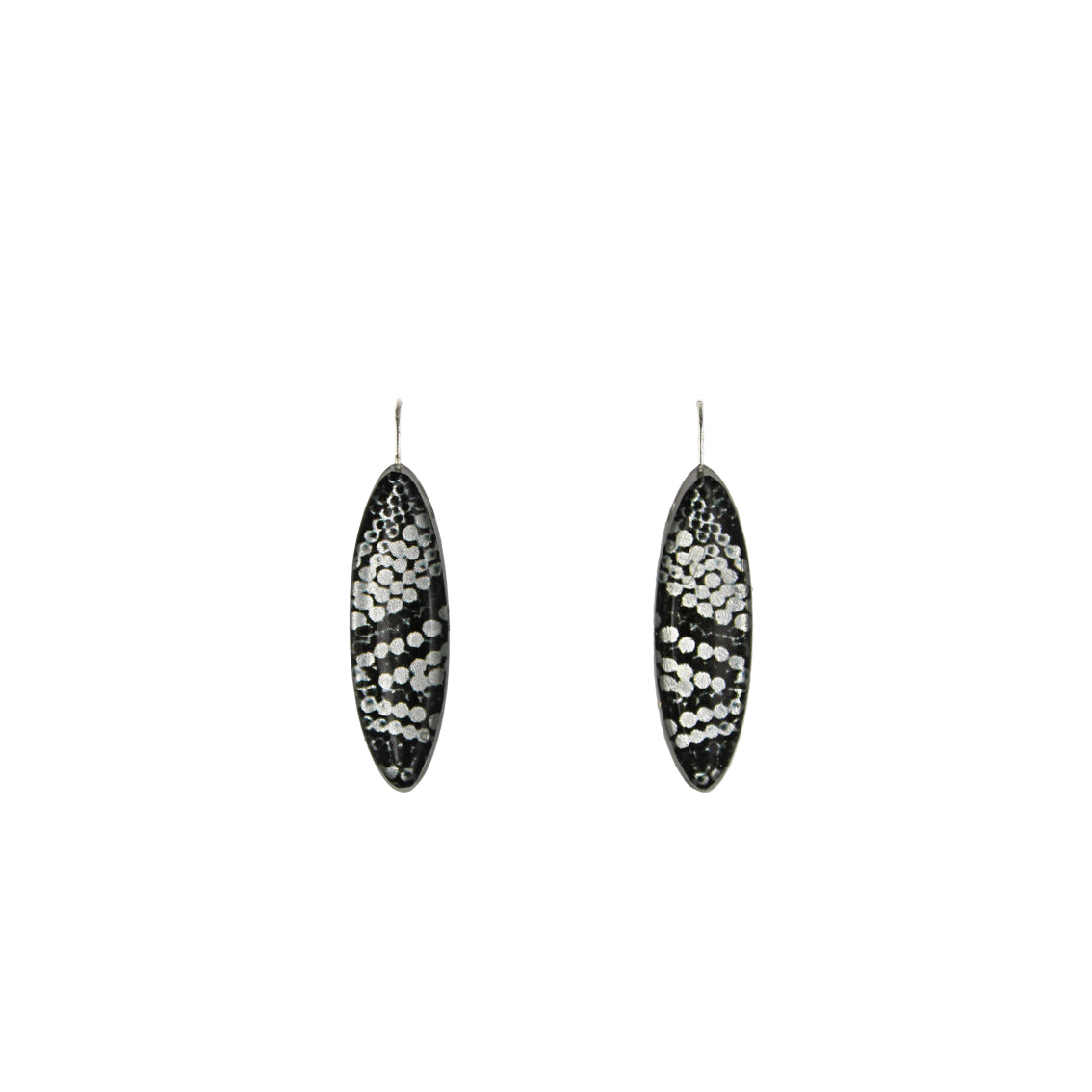 DANDLE DROP FABRIANNE LONG SILVER AND BLACK EARRINGS - SD346