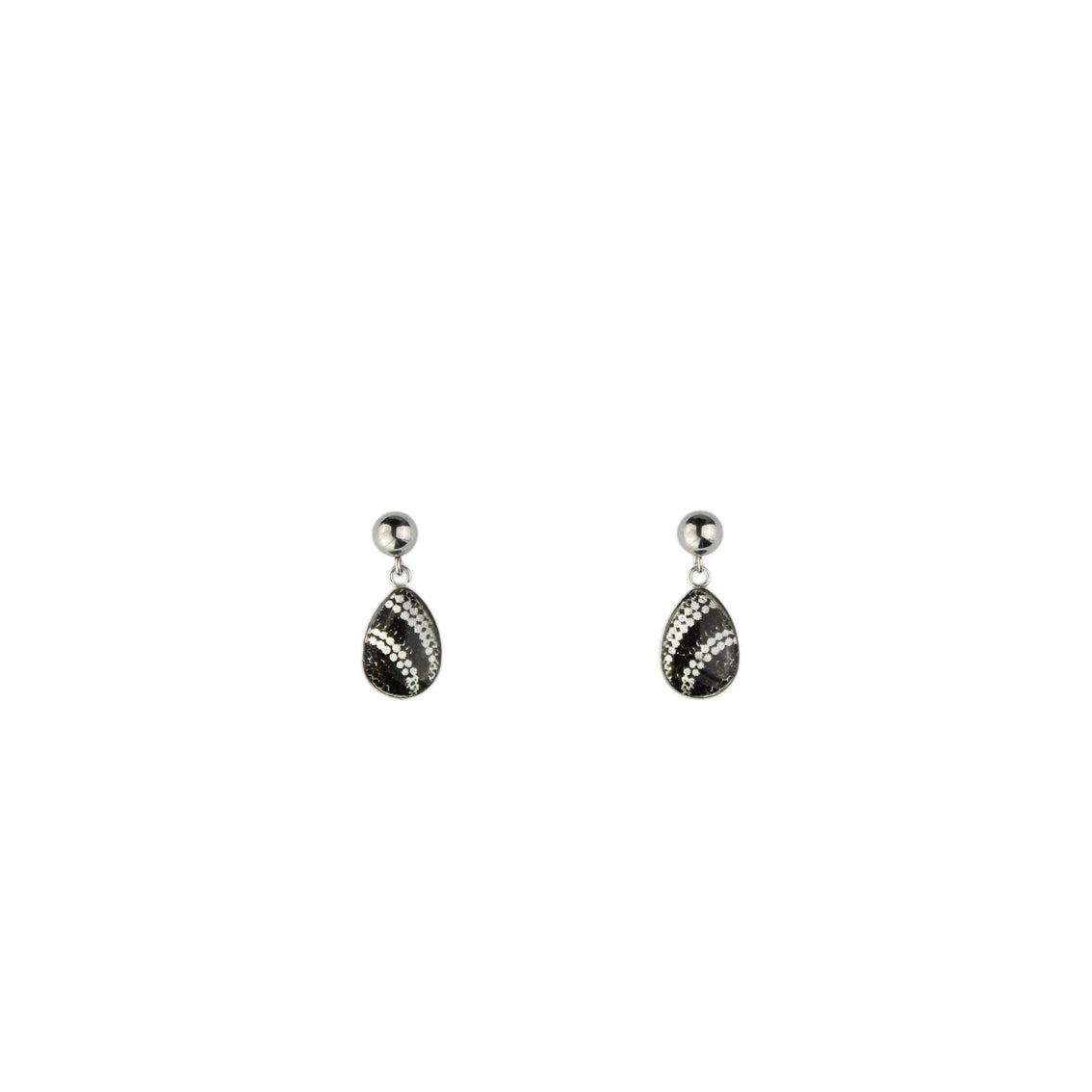DANDLE DROP FABRIANNE SILVER AND BLACK EARRINGS - SD345 - in Circle Box