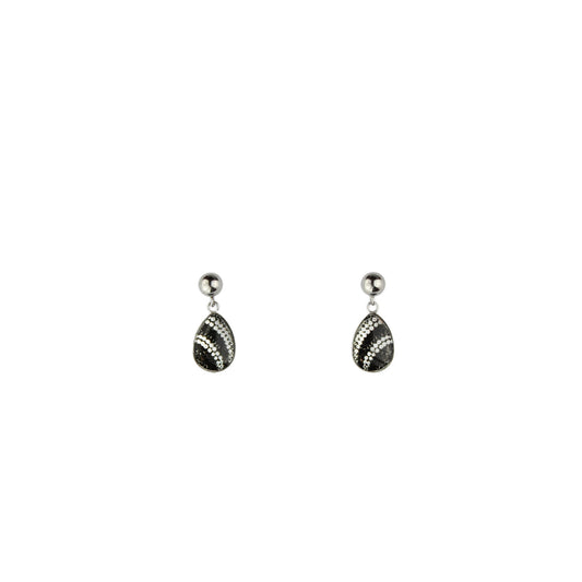 DANDLE DROP FABRIANNE SILVER AND BLACK EARRINGS - SD345 - in Circle Box