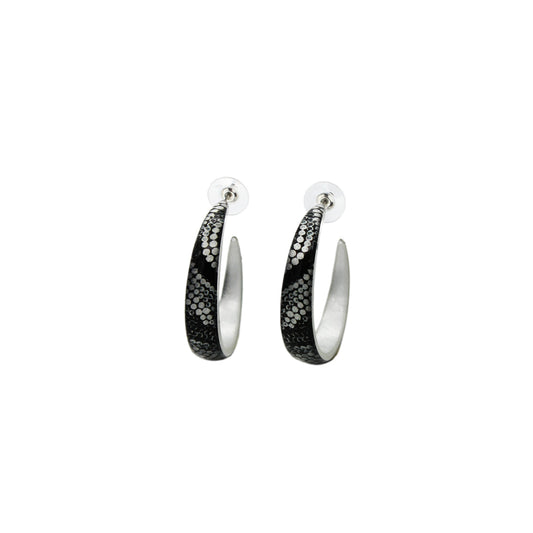 FABRIANNE SILVER AND BLACK STATEMENT LOOP EARRINGS - SD348