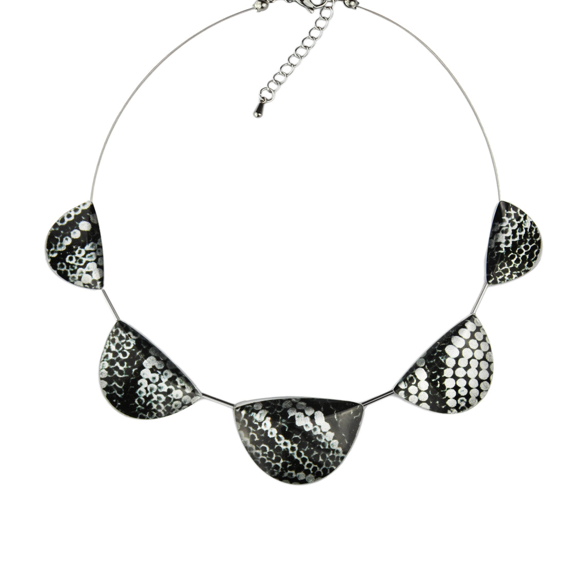 FABRIANNE SILVER AND BLACK ADJUSTABLE NECKLACE - SD354