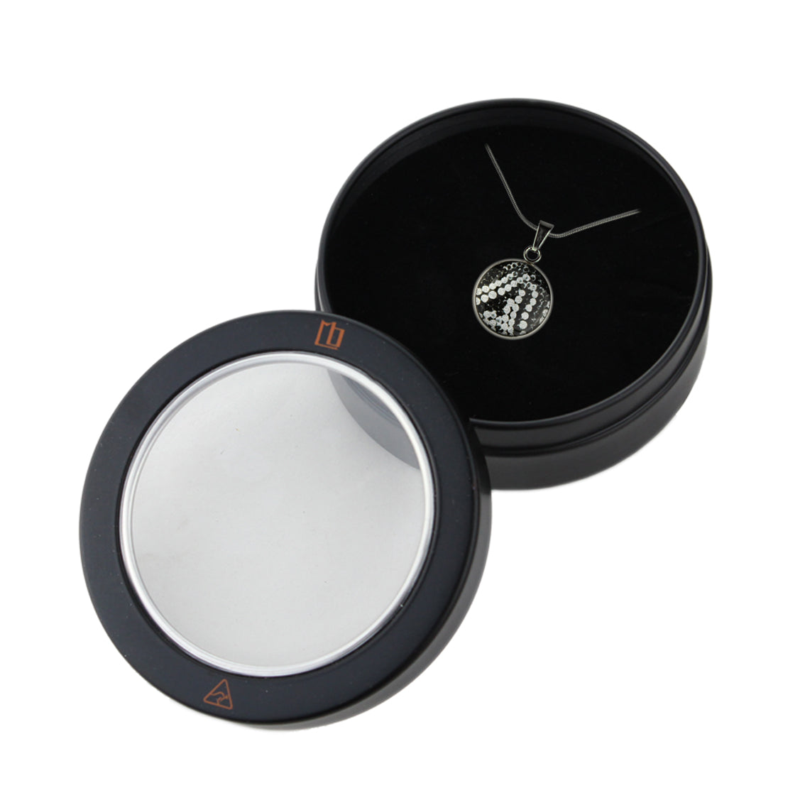 FABRIANNE SILVER AND BLACK XS CIRCLE PENDANT ON A CHAIN NECKLACE - SD350 - in Circle Box