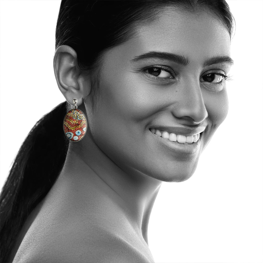 DANDLE DROP FABRIANNE OVAL MULTICOLOR EARRINGS - SD361 - in Circle Box