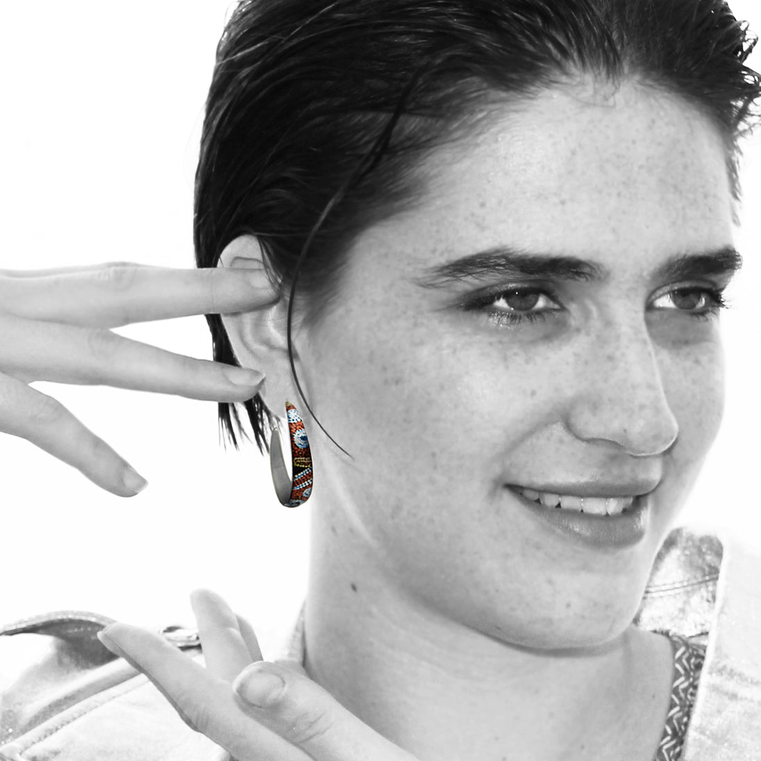 FABRIANNE MULTICOLOR STATEMENT LOOP EARRINGS - SD364