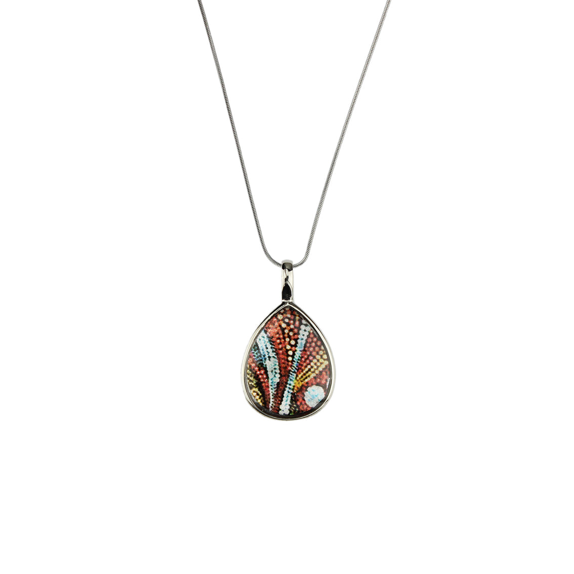FABRIANNE MULTICOLOR DROP PENDANT ON A CHAIN NECKLACE - SD367S - on Satchel