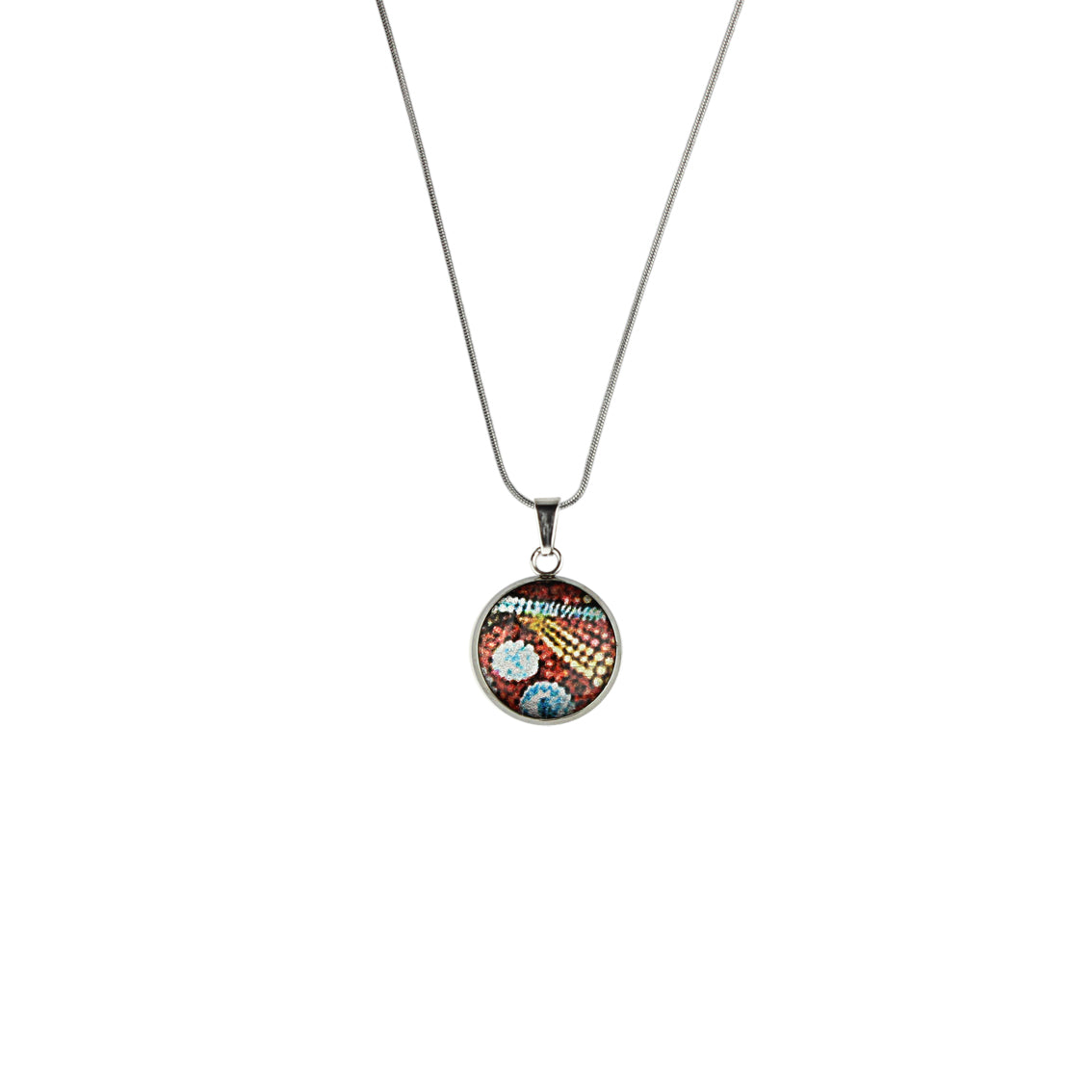 FABRIANNE MULTICOLOR XS CIRCLE PENDANT ON A CHAIN NECKLACE - SD366 - in Circle Box