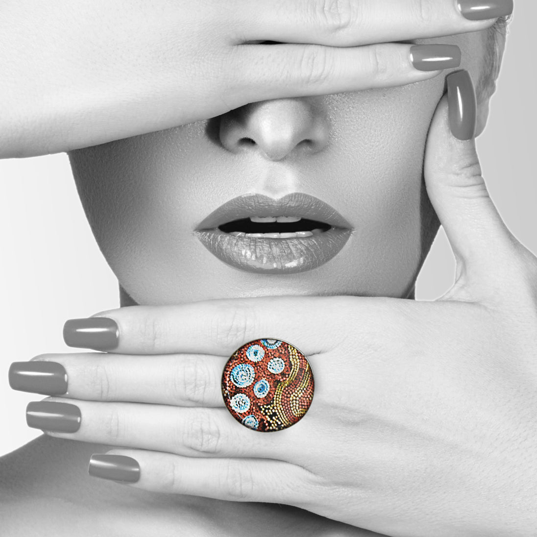 FABRIANNE MULTICOLOR STATEMENT ADJUSTABLE RING - SD376