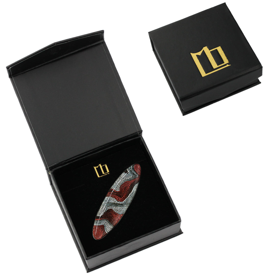 FABRIANNE RED AND SILVER STATEMENT BROOCH - SD344