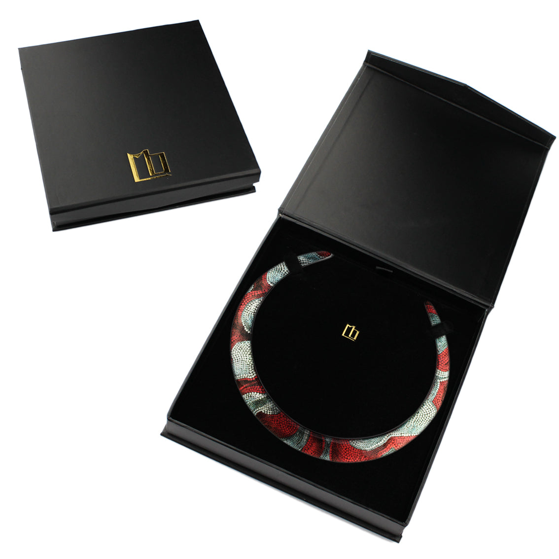 FABRIANNE RED AND SILVER ADJUSTABLE FITTED NECKLACE - SD339