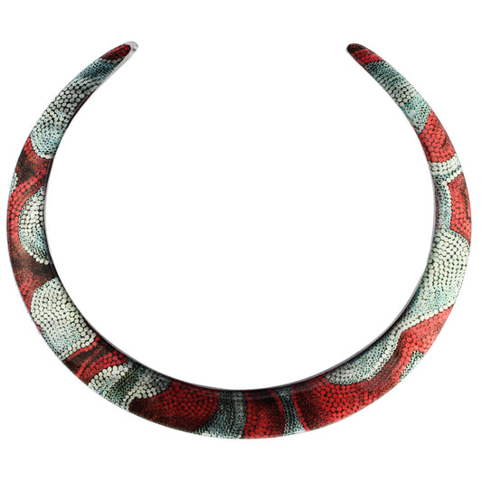 FABRIANNE RED AND SILVER ADJUSTABLE FITTED NECKLACE - SD339