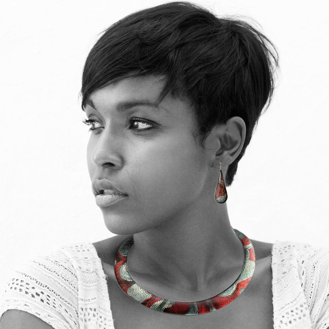 DANDLE DROP FABRIANNE LARGE RED AND SILVER EARRINGS - SD330