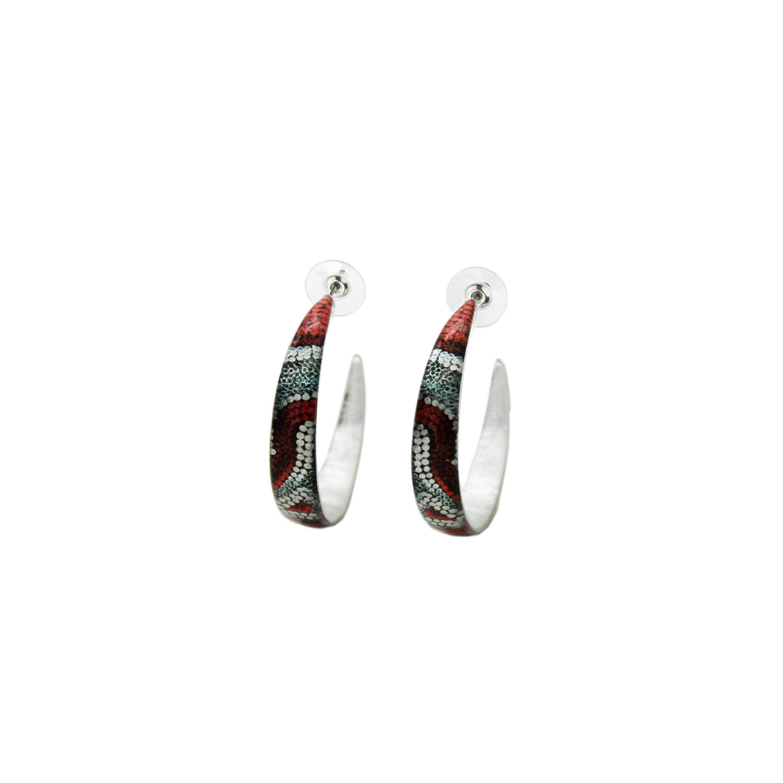 FABRIANNE RED AND SILVER STATEMENT LOOP EARRINGS - SD332