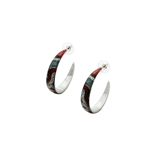 FABRIANNE RED AND SILVER STATEMENT LOOP EARRINGS - SD332