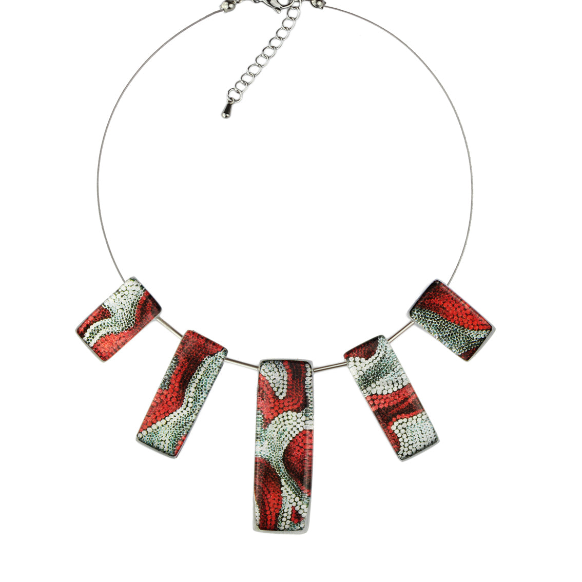 FABRIANNE RED AND SILVER ADJUSTABLE NECKLACE - SD338