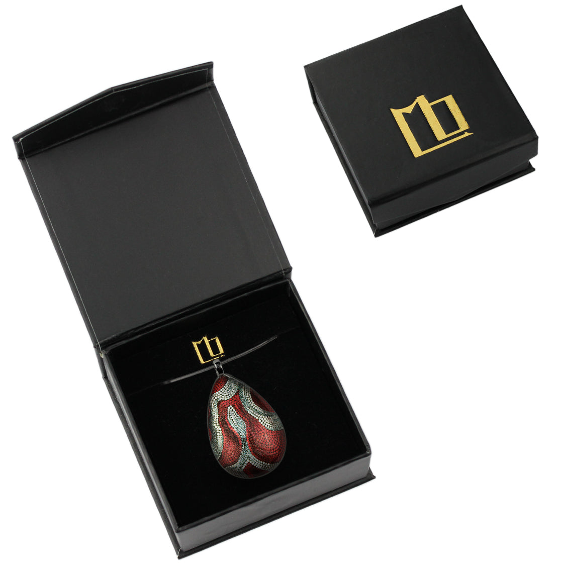 FABRIANNE RED AND SILVER LARGE DROP PENDANT ON A CHAIN NECKLACE - SD336