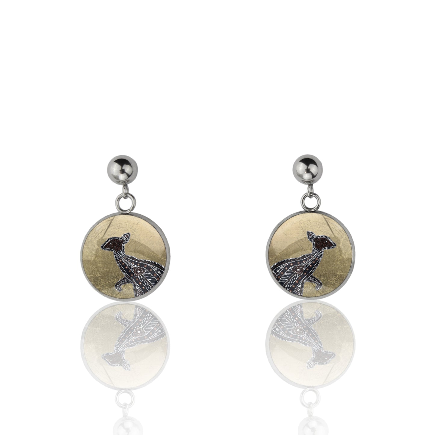 GAVIN KANGAROO DANGLE DROP CIRCLE EARRINGS - M132 - in Circle Box