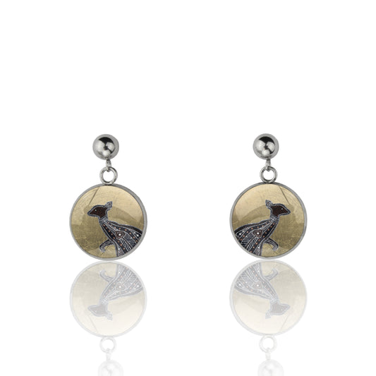 GAVIN KANGAROO DANGLE DROP CIRCLE EARRINGS - M132 - in Circle Box