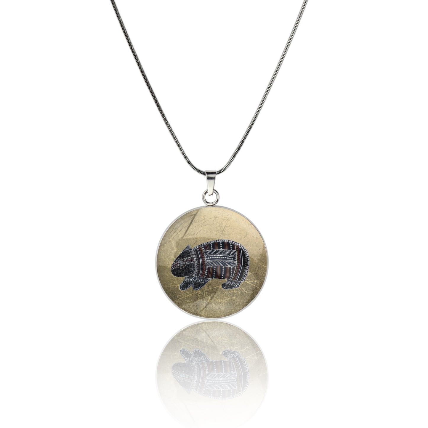 GAVIN WOMBAT CIRCLE PENDANT ON A CHAIN NECKLACE - M148S - on Satchel