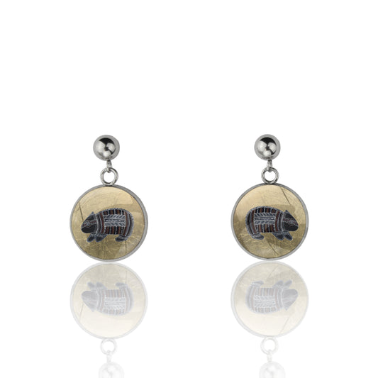 GAVIN WOMBAT DANGLE DROP CIRCLE EARRINGS - M147 - in Circle Box