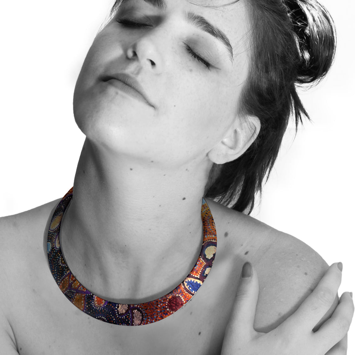 GAYLE ORANGE ADJUSTABLE FITTED NECKLACE - SD011