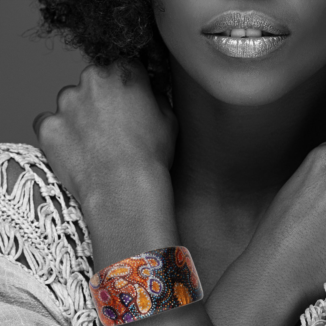 GAYLE ORANGE ADJUSTABLE WIDE BRACELET - SD015