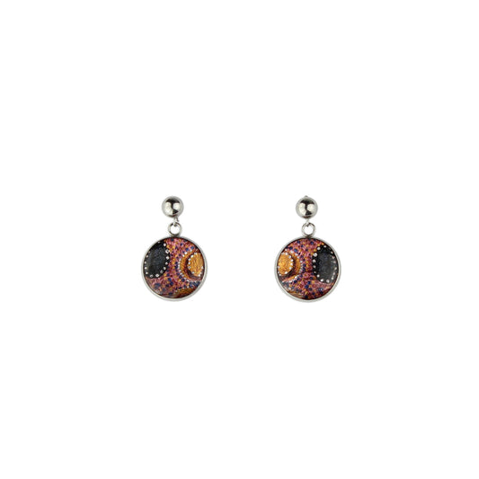DANDLE DROP GAYLE CIRCLE ORANGE EARRINGS - SD001 - in Circle Box