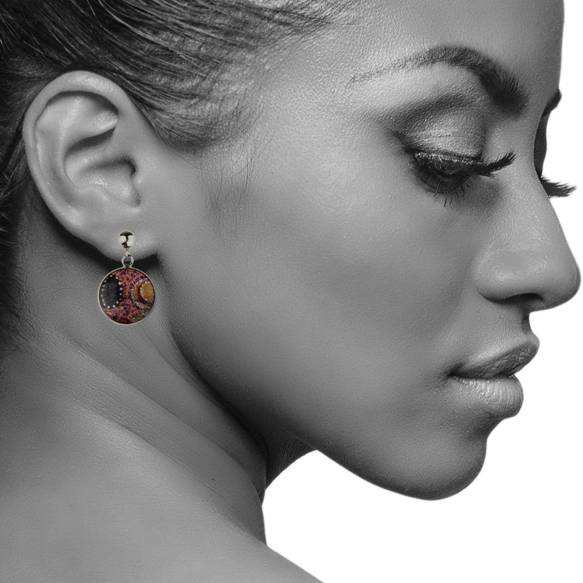 DANDLE DROP GAYLE CIRCLE ORANGE EARRINGS - SD001 - in Circle Box