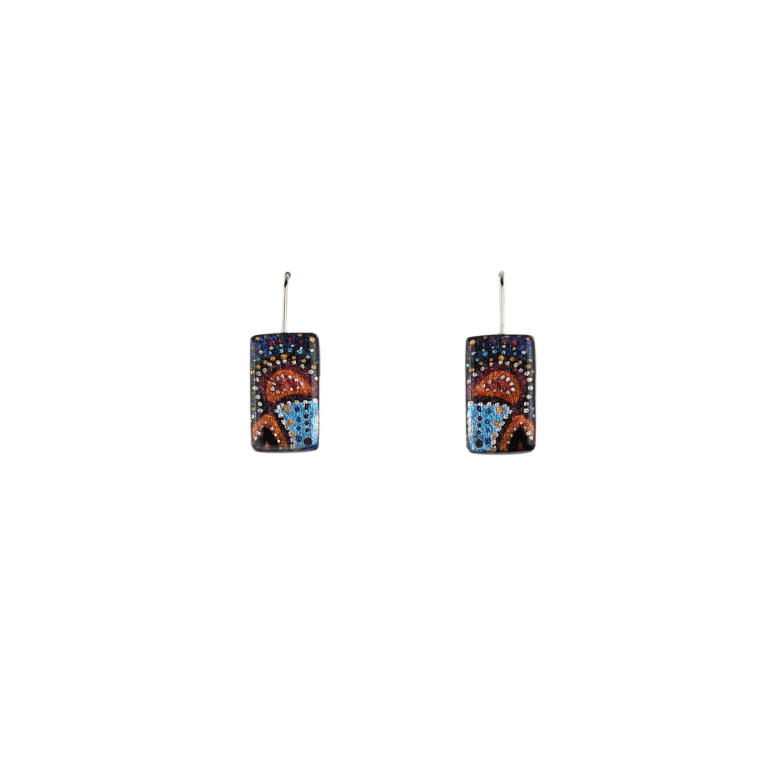 DANDLE DROP GAYLE SMALL RECTANGLE ORANGE EARRINGS - SD002